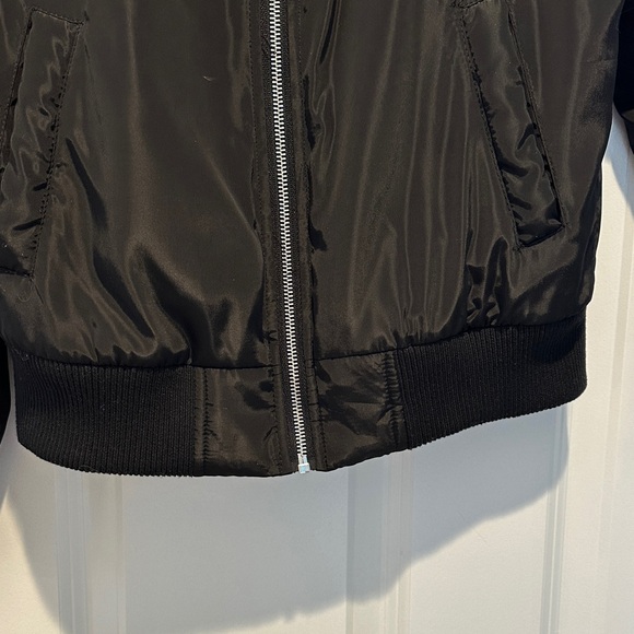 Bagatelle Black Bomber Jacket with Red Fur Collar - Picture 3 of 8